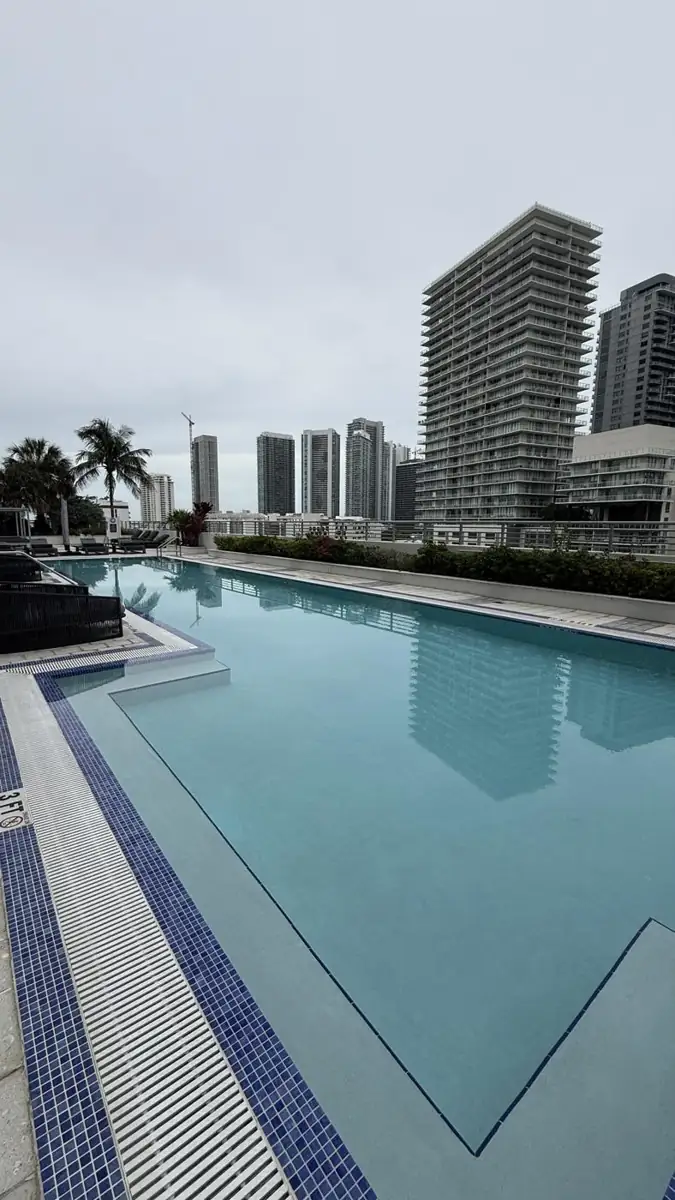 Rooftop pool with skyline views